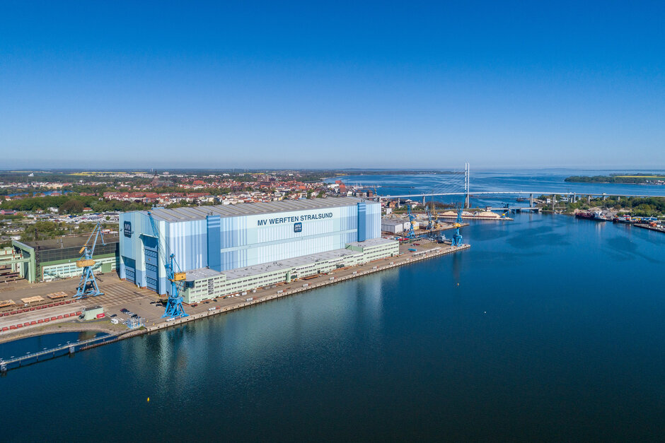 [Translate to English:] MV Werften Stralsund: eins der größten Industrieunternehmen in Vorpommern.