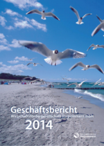 Titelbild des Geschäftsbericht 2014 Möwen fliegen am Strand